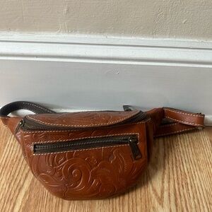 Patricia Nash Brown Embossed Leather Wristlet